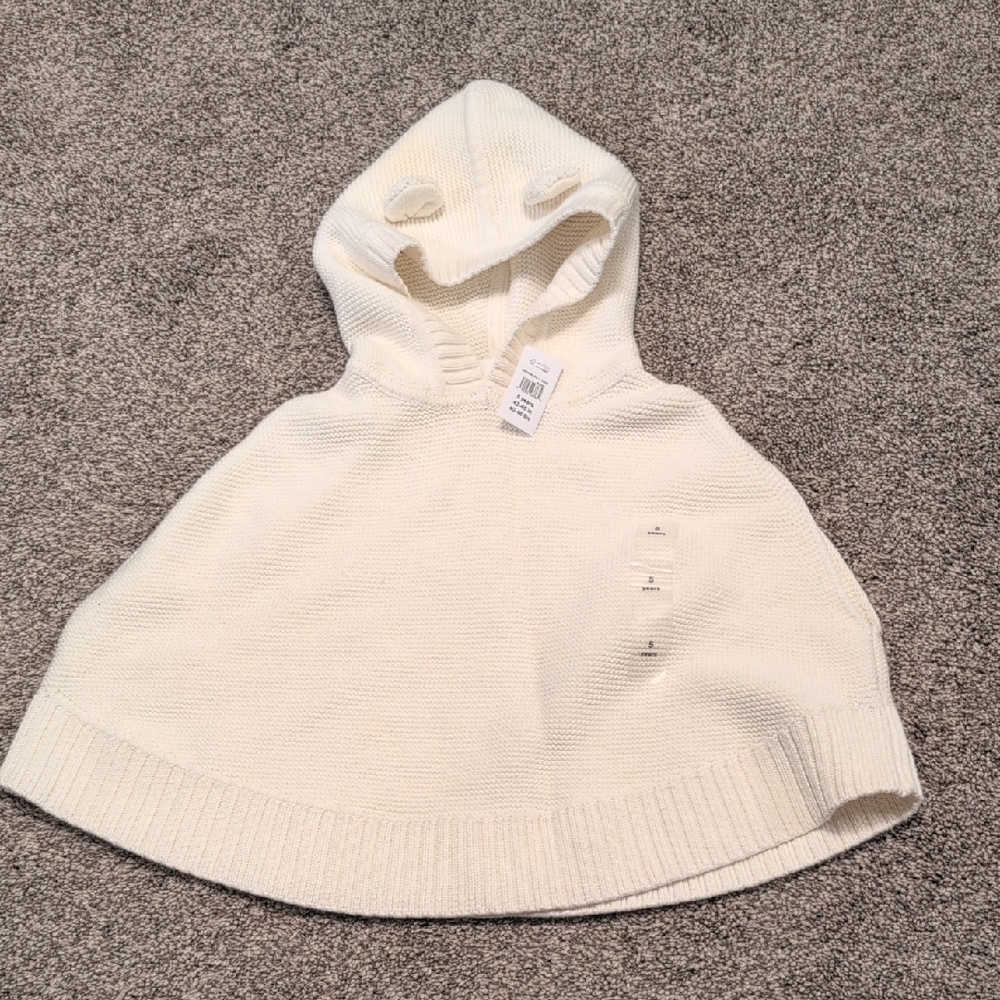 GAP Cream Knit Hooded Sweater Cape 5yrs